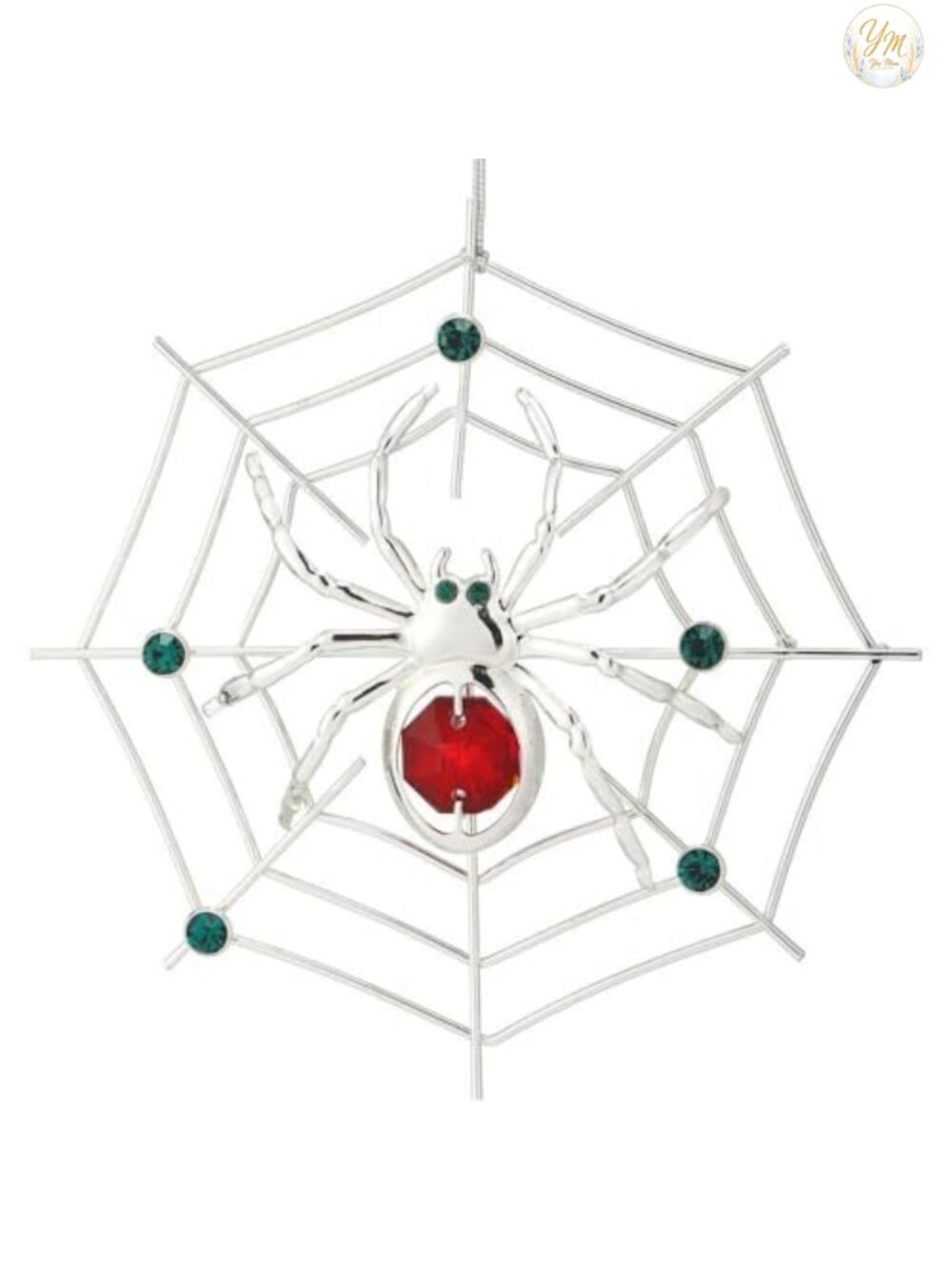 Silver Plated Christmas Tree Spider Ornament with Crystals